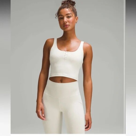 Lululemon Align Ribbed Henley Tank Top Bone Ivory Size 8 - Picture 7 of 7